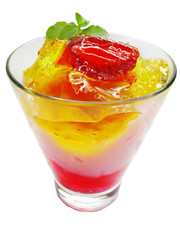 fruit jelly dessert with strawberry