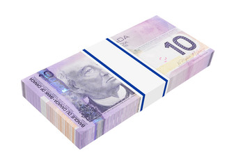 Canadian money on white. 3D photo rendering.