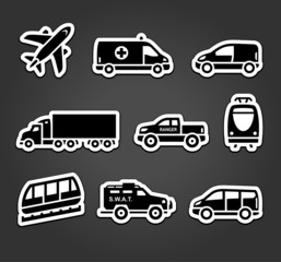 Set of stickers, transport icons