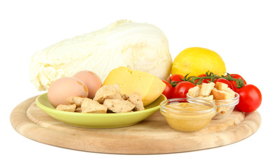 Ingredients for cooking kebab, isolated on white