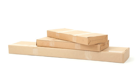 Different cardboard boxes isolated on white