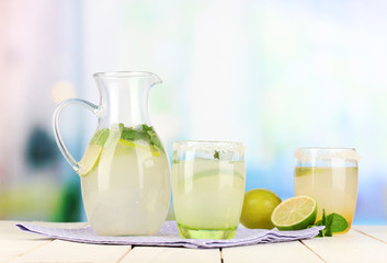 Citrus lemonade in pitcher and glasses