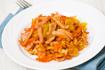 meat with celery and carrots