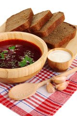 Delicious borsch isolated on white