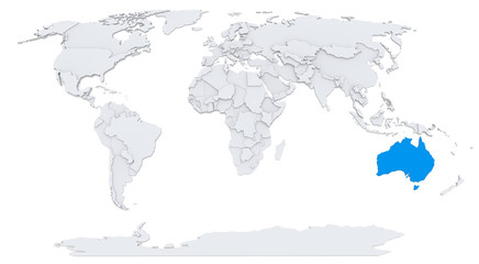 Australia on bump map of the world