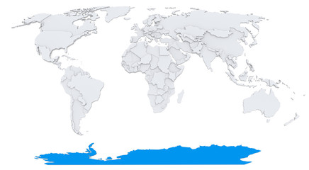 Antarctica on bump map of the world