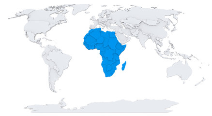 Africa on bump map of the world