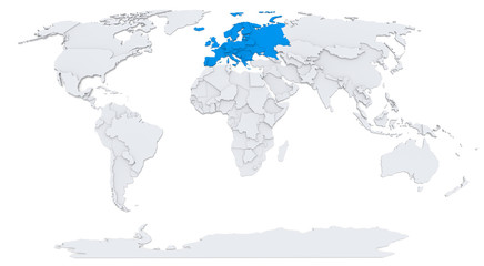 Europe on bump map of the world © kerdazz