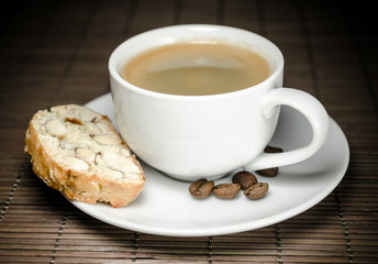 Cup of coffee and biscotti