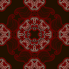Patterned floor tile in oriental style  in red and black colors