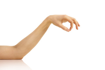 empty arm lean on the table in a holding phase