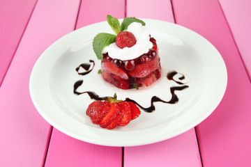 Tasty jelly dessert with fresh berries,