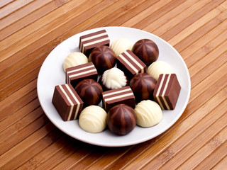 Chocolate candys as a background. Tasty food