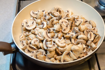 mushrooms in a pan