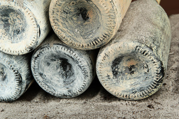 Old bottles of wine, close-up