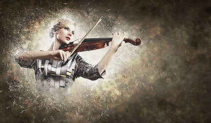 Gorgeous woman playing violin