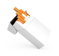 Open full pack of cigarettes isolated