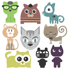 Set of various cute cats