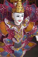 Traditional Myanmar puppet with colorful clothes