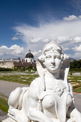 Baroque sphinx statue bust at Belvedere Palace Castle Vienna Aus