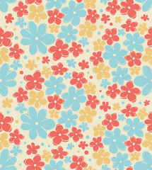 Seamless retro texture with flowers