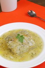 Cod in a green sauce