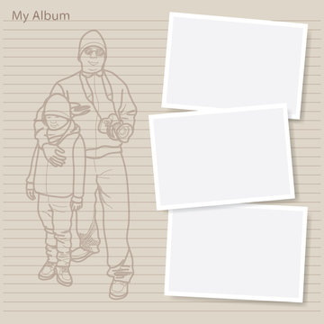 Man and boy in photo album - Hand Drawn