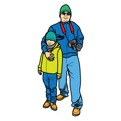 Man and boy - Hand Drawn