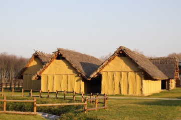 Fototapeta na wymiar medieval houses in scansen - Trzcinica near Jaslo