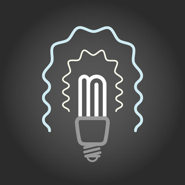recommend clip art: Lighting energy save lamp on dark background