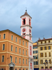 Fototapeta na wymiar Clock tower of Rusca Palace in Nice France