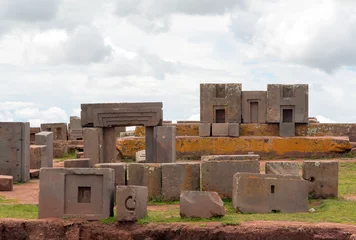 Fotobehang Poema Megalithic stones in the complex Puma Punku, Tiwanaku  © dmitriy_rnd