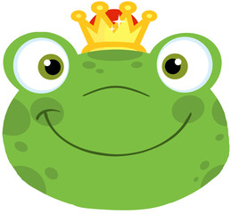 Cute Frog Smiling Head With Crown