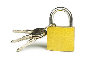 Yellow padlock and keys