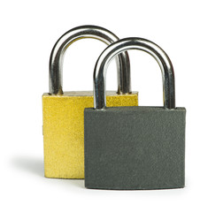 Naklejka premium Yellow padlock isolated