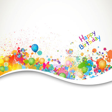 Vector Illustration of a Happy Birthday Greeting Card