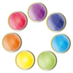 Button - Esoterik Chakra Farben, Edelsteine und Diamanten in verschiednen bunten Farben