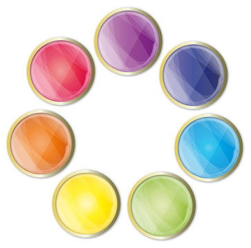 Button - Esoterik Chakra Farben, Edelsteine und Diamanten in verschiednen bunten Farben