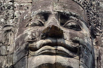Fototapeta na wymiar Twarzą w świątyni Bayon Kambodży