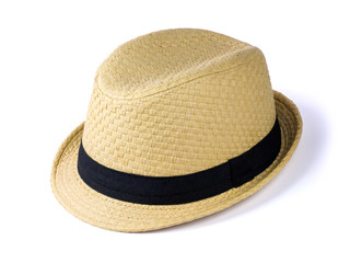 Summer straw hat isolated on white background