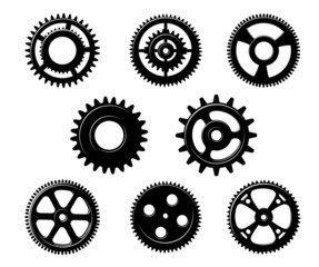 Set of metallic pinions and gears