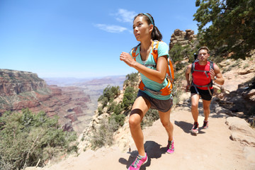 Trail running cross-country runner in Grand Canyon