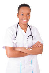 Fototapeta premium African american woman doctor a over white background