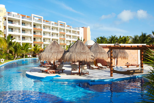 Swimming Pool At Caribbean Resort.