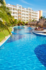 Swimming pool at caribbean resort.
