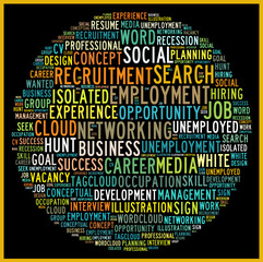 Social recruiting concept in word tag cloud