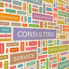CONSULTING. Word cloud concept illustration.  