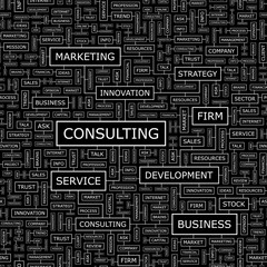 CONSULTING. Word cloud concept illustration.  