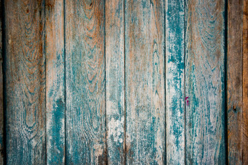 Old wall from wooden planks with paint traces