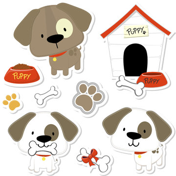 cute puppy vector collection for scrapbook